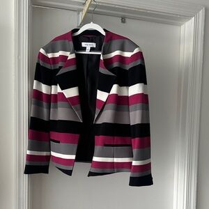 NWOT Nine West Women's Bold Striped Blazer - Black, Gray, Pink
